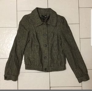 H&M Tweed Bomber Jacket Coat, Size 4
